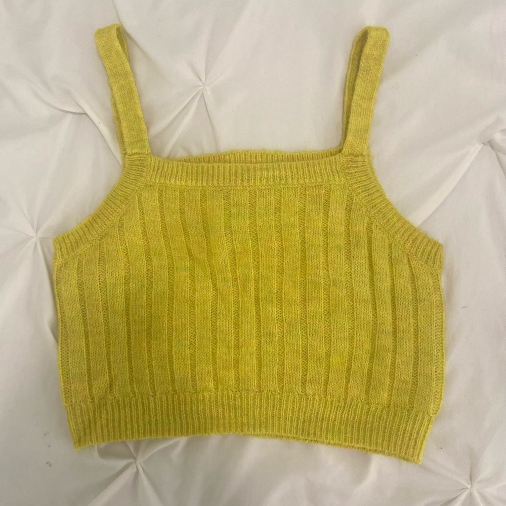 Crop Spaghetti Strap Mustard/Yellow